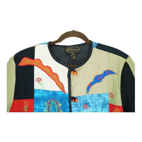 Vintage Alex Kim Embroidered Abstract Jacket Wearable Art Size PXL - Picture 4 of 5